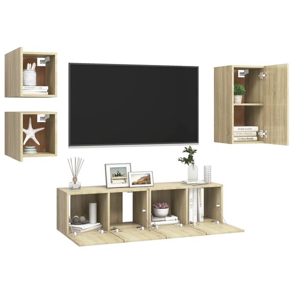 vidaXL 5-tlg. TV-Schrank-Set Sonoma-Eiche Holzwerkstoff