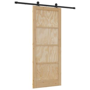 vidaXL Schiebet&uuml;r Nat&uuml;rlich und Schwarz 86 x 211 cm