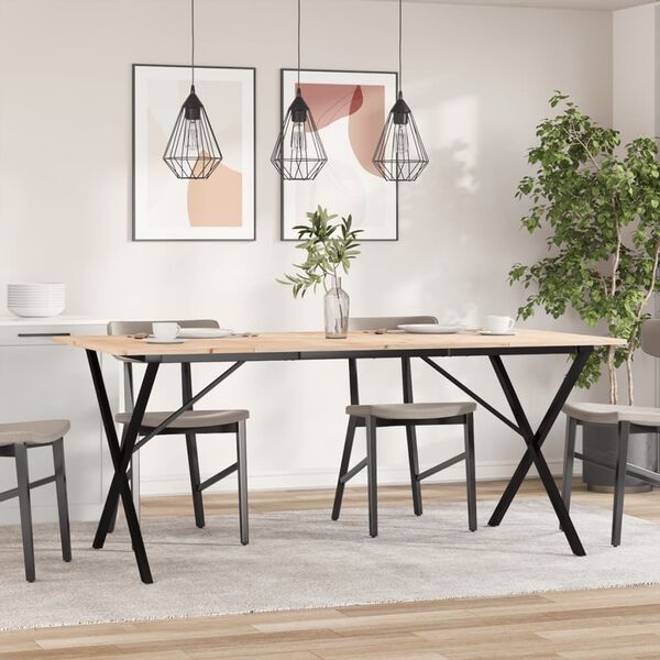 vidaXL Esstisch X-Gestell 180x90x75 cm Massivholz Kiefer und Stahl