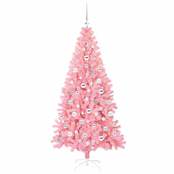 vidaXL Weihnachtsbaum mit 300 LEDs mit Ständer Rosa 180 cm PVC