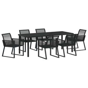 vidaXL Garten Essgruppe 7 pcs Schwarz Pulverbeschichteter Stahl