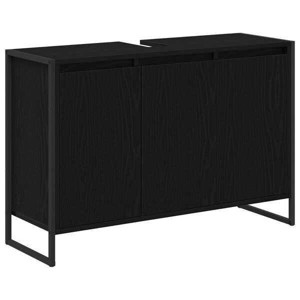 vidaXL Badezimmerschrank mit T&uuml;r Schwarz Eichen-Optik 90 x 30 x 60 cm