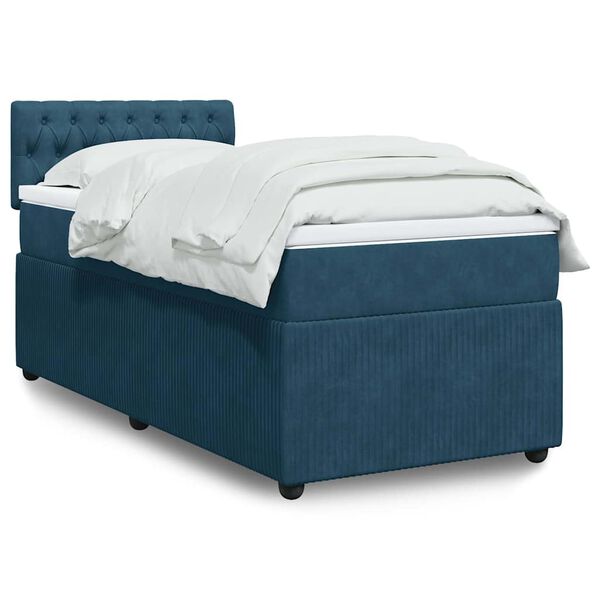 vidaXL Boxspringbett mit Matratze Blau 80x200 cm Samt