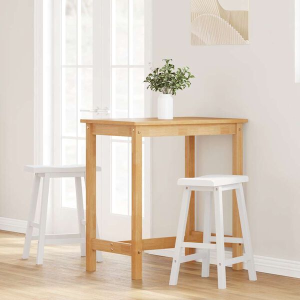 vidaXL Barhocker 2 Stk. Weiß Massivholz Gummibaum