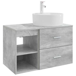 vidaXL Badezimmerm&ouml;bel-Set 2 pcs Betongrau Holzwerkstoff