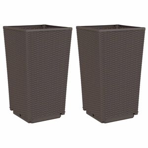vidaXL Pflanzk&uuml;bel 2 Stk. Braun 32,5x32,5x57 cm PP