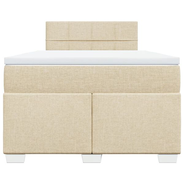 vidaXL Boxspringbett mit Matratze Creme 120x200 cm Stoff