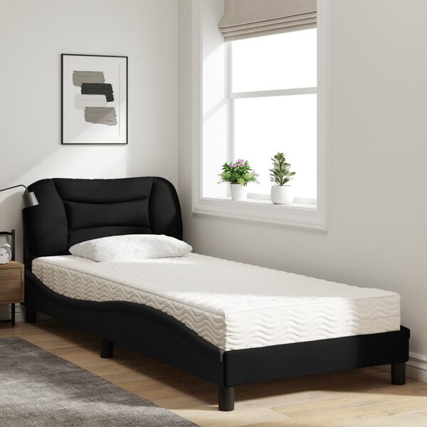 vidaXL Bett mit Matratze "Hvar" Schwarz 80x200 cm Stoff