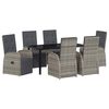 vidaXL Garten Essgruppe mit Kissen 7 pcs Grau Poly-Rattan