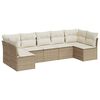 vidaXL 7-tlg. Garten-Sofagarnitur mit Kissen Beige Poly Rattan