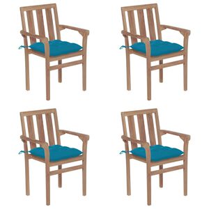 vidaXL Stapelbare Gartenst&uuml;hle mit Kissen 4 Stk. Massivholz Teak