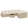 vidaXL 10-tlg. Garten-Sofagarnitur mit Kissen Beige Poly Rattan