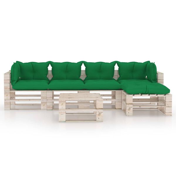 vidaXL 6-tlg. Garten-Lounge-Set aus Paletten mit Kissen Kiefernholz