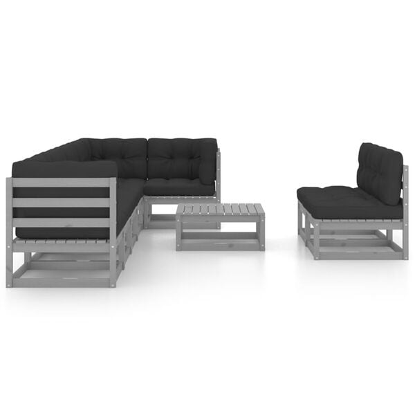 vidaXL 9-tlg. Garten-Lounge-Set mit Kissen Massivholz Kiefer