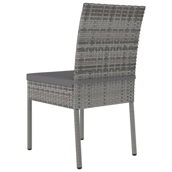vidaXL Garten-Essstühle 2 Stk. Poly Rattan Grau