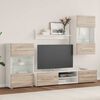 vidaXL 5-tlg. Wohnwand mit LED-Beleuchtung Sonoma-Eiche Holzwerkstoff