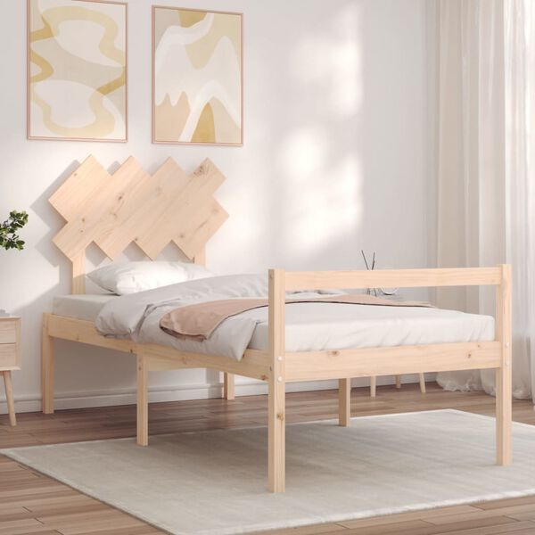 vidaXL Seniorenbett mit Kopfteil 90x200 cm Massivholz