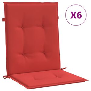 vidaXL Gartenstuhl-Kissen 6 stk. Rot 100 x 50 x 3 cm