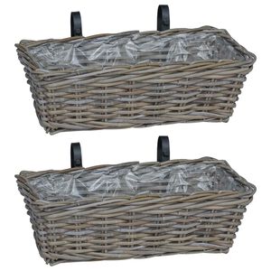 vidaXL H&auml;ngender Blumentopf Korb 2 pcs Grau 48 x 22 x 15 cm