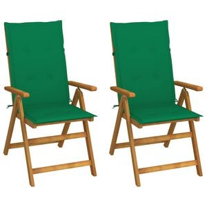 vidaXL Verstellbare Klappst&uuml;hle 2 Stk. mit Kissen Akazie Massivholz