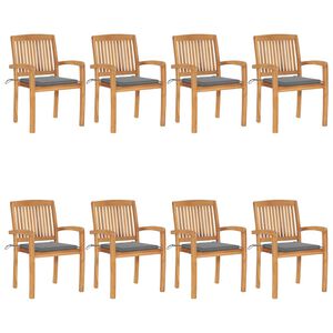 vidaXL Stapelbare Gartenst&uuml;hle mit Kissen 8 Stk. Massivholz Teak