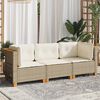 vidaXL Gartensofa mit Kissen 3-Sitzer Beige Poly Rattan
