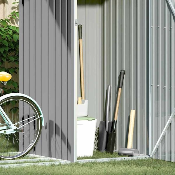 vidaXL Garten Brennholzlager Grau 245x98x159 cm Verzinkter Stahl