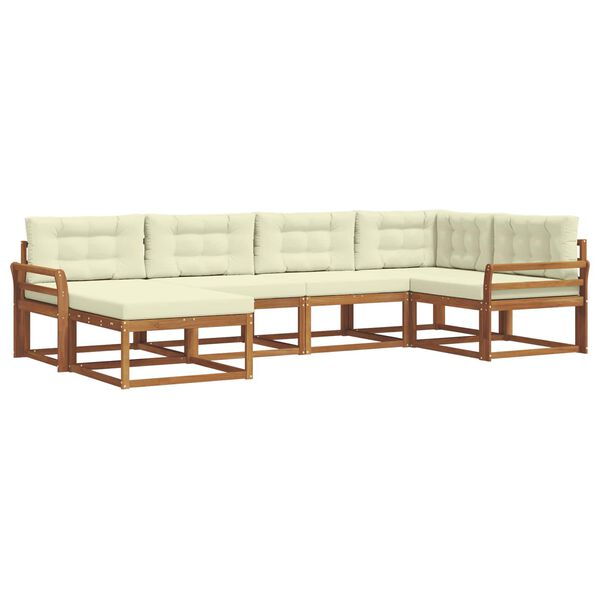 vidaXL Outdoor-Sofagarnitur mit Kissen 6 pcs Natur und Creme