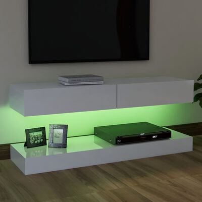 vidaXL TV-Schrank mit LED-Leuchten Hochglanz-Weiß 120x35cm