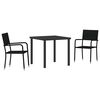 vidaXL Garten Essgruppe mit Kissen 3 pcs Schwarz Poly-Rattan