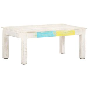 vidaXL Couchtisch Wei&szlig; 110x60x45 cm Massivholz Mango
