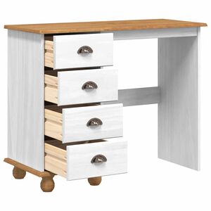 vidaXL Schreibtisch ASKIM Wei&szlig; 95 x 40 x 75 cm Massives Kiefernholz