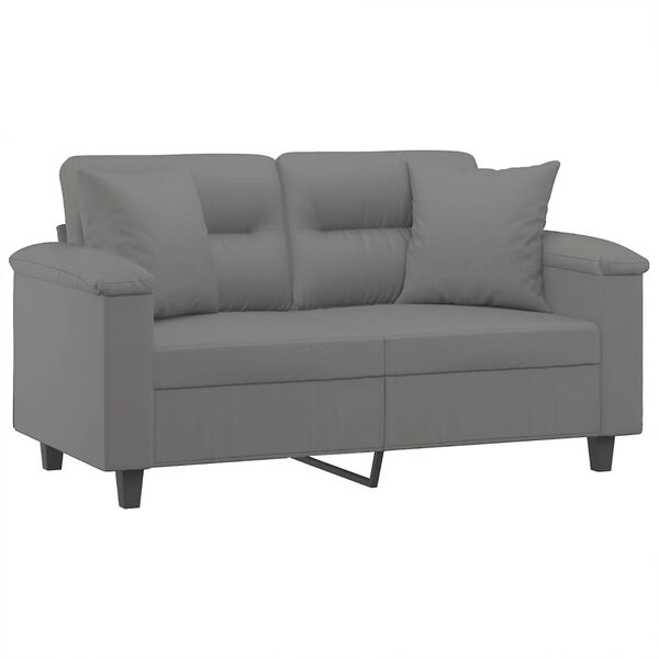vidaXL 2-Sitzer-Sofa mit Kissen Dunkelgrau 120 cm Mikrofasergewebe