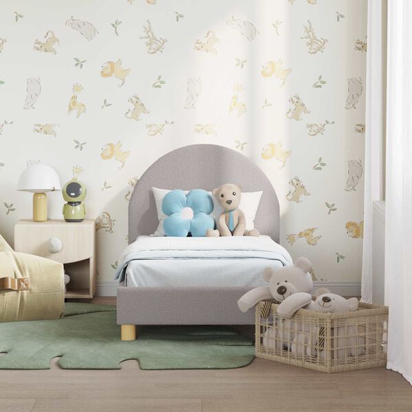 vidaXL Kinderbettgestell mit Kopfteil Hellgrau 70 x 140 cm Schafstoff