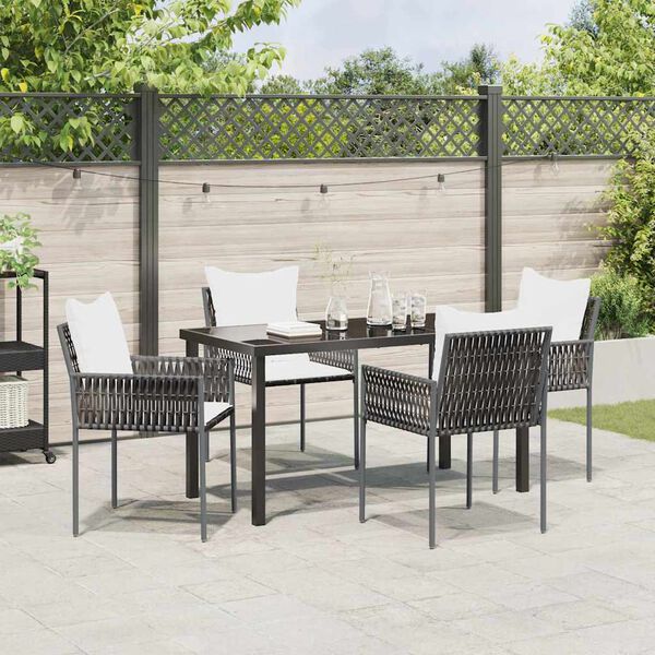 vidaXL Garten Essgruppe 5 pcs Braun und Schwarz PE-Rattan