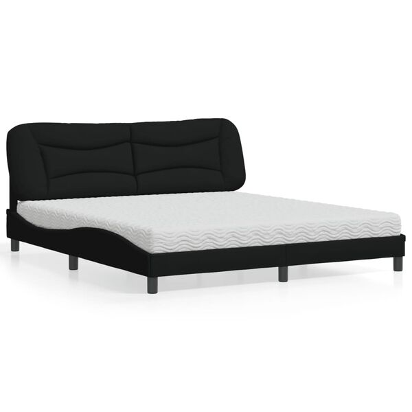 vidaXL Bett mit Matratze "Hvar" Schwarz 180x200 cm Stoff