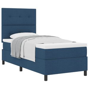 vidaXL Boxspringbett mit Matratze mit Kopfteil Blau 80 x 200 cm Stoff