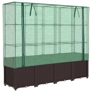 vidaXL Hochbeet mit Gew&auml;chshaus-Aufsatz Rattan-Optik 160x40x153 cm