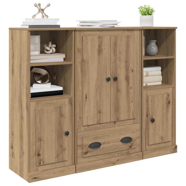 vidaXL Highboard mit Schubladen 3 pcs Artisan-Eiche Holzwerkstoff