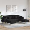 vidaXL Sofa mit Kissen 3 pcs Schwarz Stoff