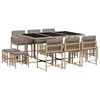 vidaXL 11-tlg. Garten-Essgruppe mit Kissen Beigemischung Poly Rattan