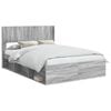 vidaXL Bettgestell mit Stauraum und Kopfteil Grau Sonoma 120 x 190 cm