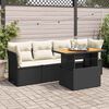 vidaXL 5-tlg. Garten-Sofagarnitur mit Kissen Schwarz Poly Rattan