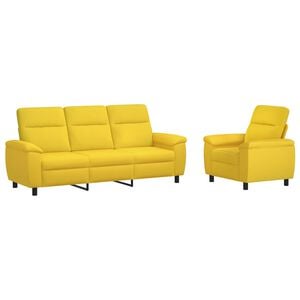 vidaXL Sofa-Set 2 pcs Helles Gelb Stoff