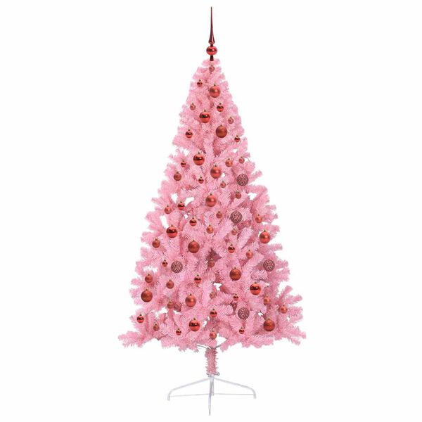 vidaXL K&uuml;nstlicher vorbeleuchteter Weihnachtsbaum Rosa 180 cm PVC
