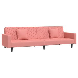 vidaXL Schlafsofa 2-Sitzer mit 2 Kissen Rosa Samt