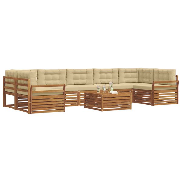 vidaXL Outdoor-Sofagarnitur mit Kissen 8 pcs Natur und Beige