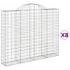 vidaXL Gabionen mit Hochbogen 8 Stk. 200x30x160/180cm Verzinktes Eisen