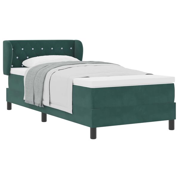vidaXL Boxspringbett mit Matratze Dunkelgr&uuml;n 90 x 200 cm Samt