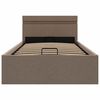 vidaXL Bett mit Bettkasten Hydraulisch mit LED Taupe Stoff 90x200 cm